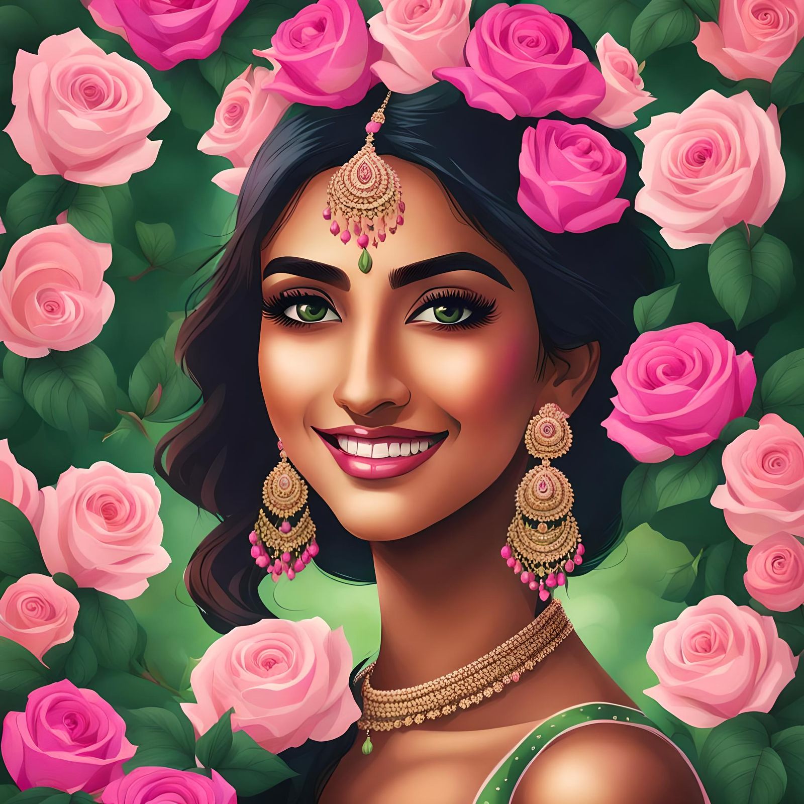 Indian Woman Surrounded by Highland Roses