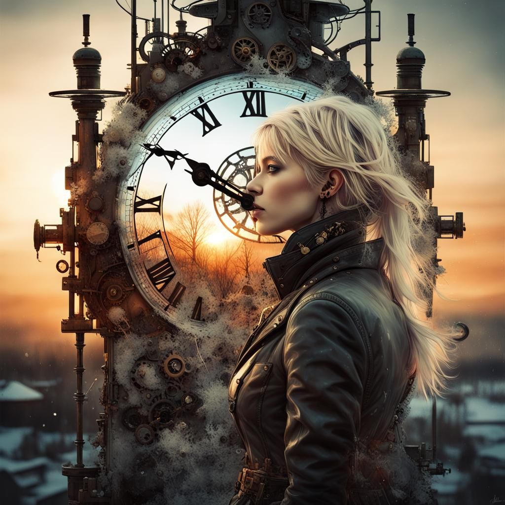 Steampunk mechanical clock