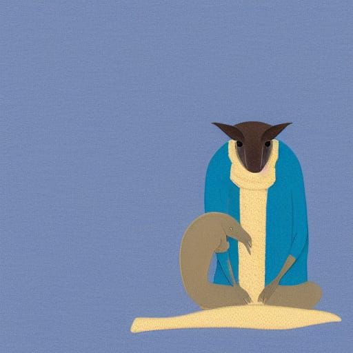Anteater Wearing a Blue Sweater Illustration