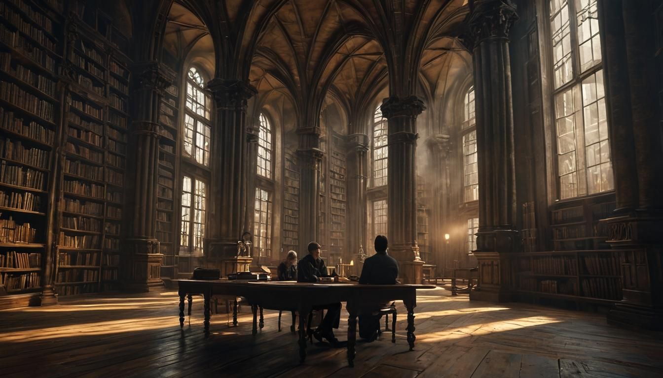Dark Academia Library in Digital Matte Painting