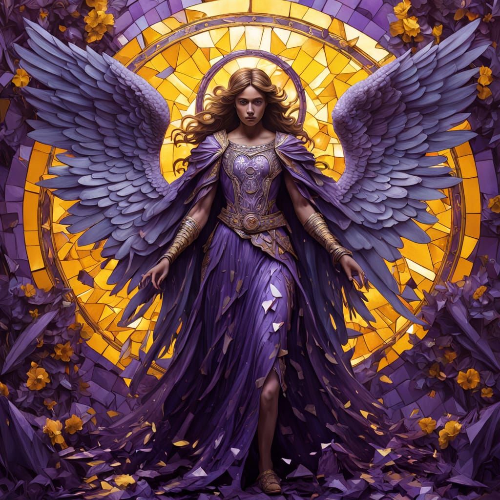 Fragmented Angel in Shattered Mirror: Dark Fantasy Concept