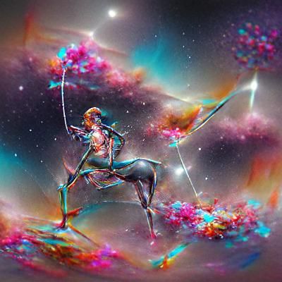 Sagittarius in Cosmic Holographic Illustration Style