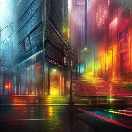 Lost in Endless City: Hyperrealistic Splash Art