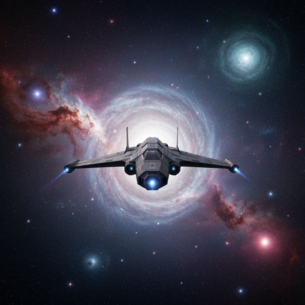 Sleek Spaceship Soaring Through Starry Cosmos