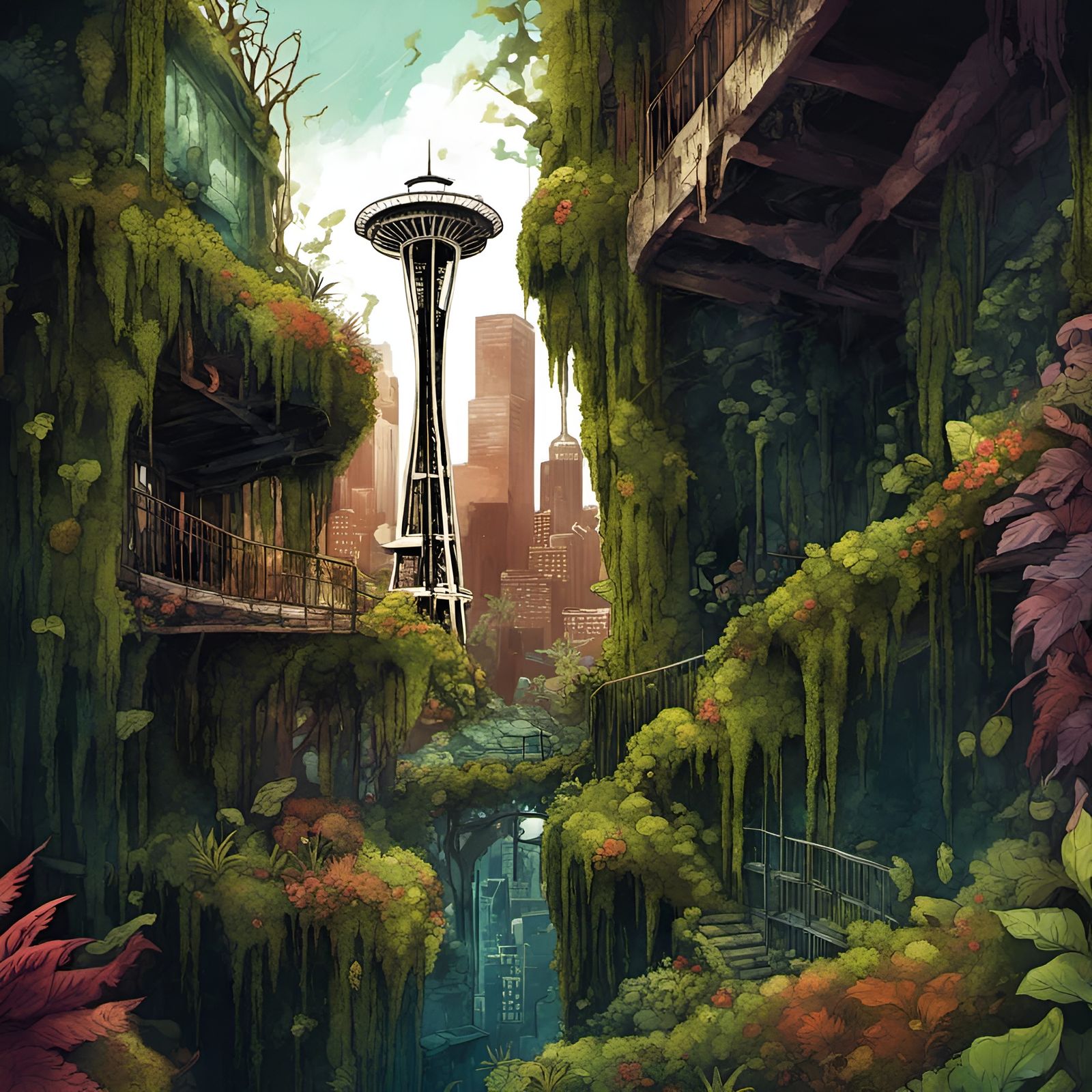 Post Apocalyptic Seattle Space Needle