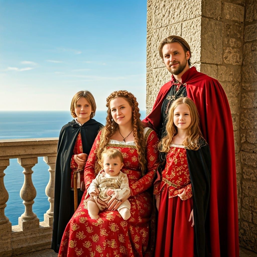 Medieval Family Portrait in Golden Light