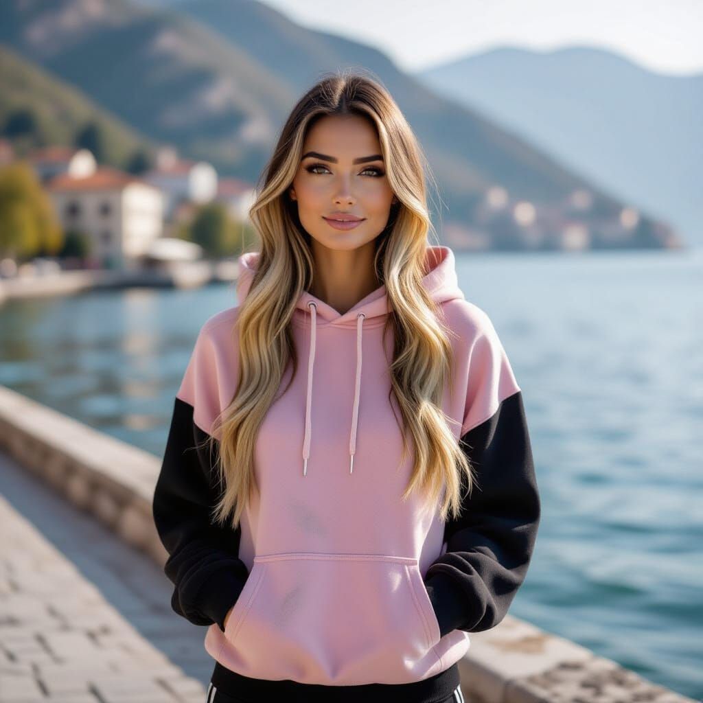Macedonian Woman Walking Along Lake Ohrid