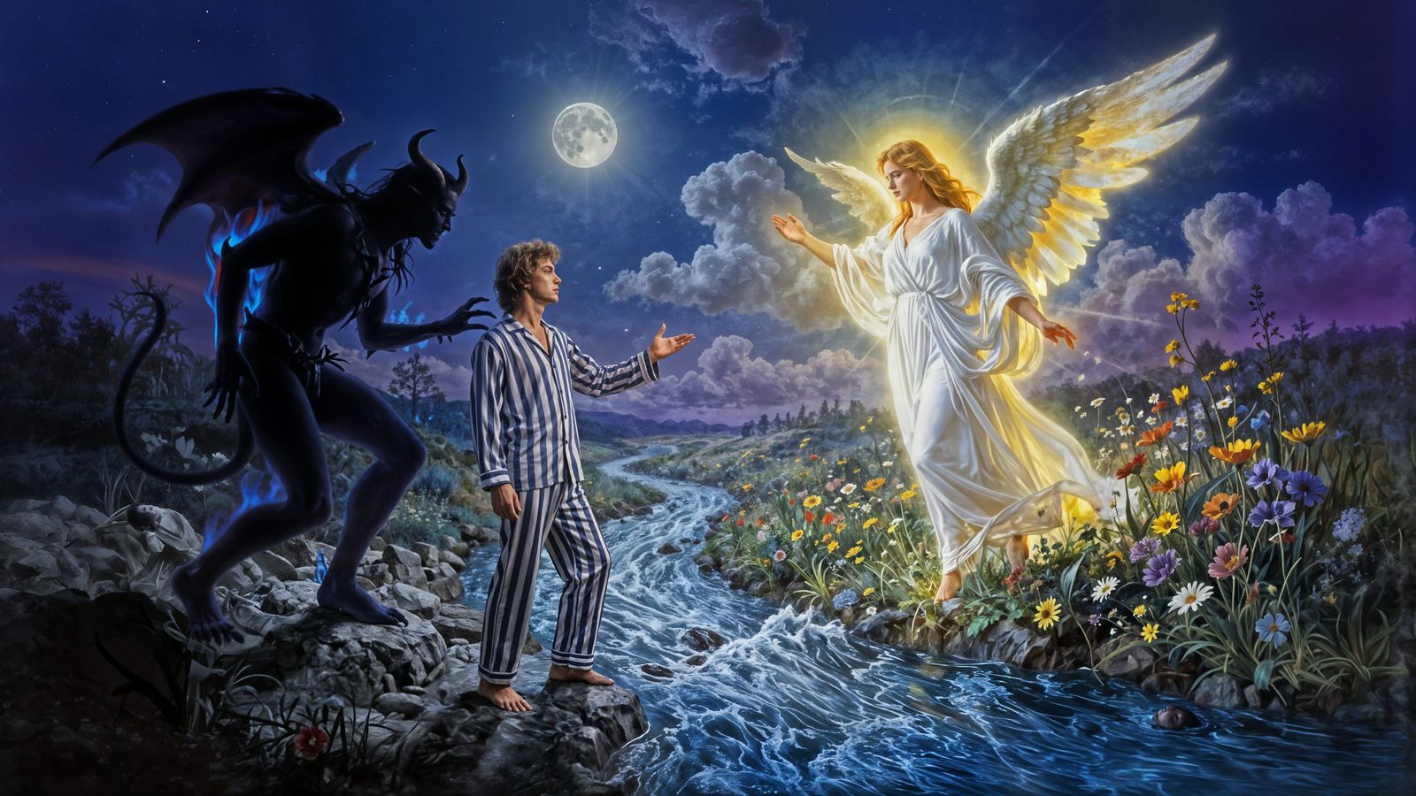 Hell and Heaven Divided by a Painterly River