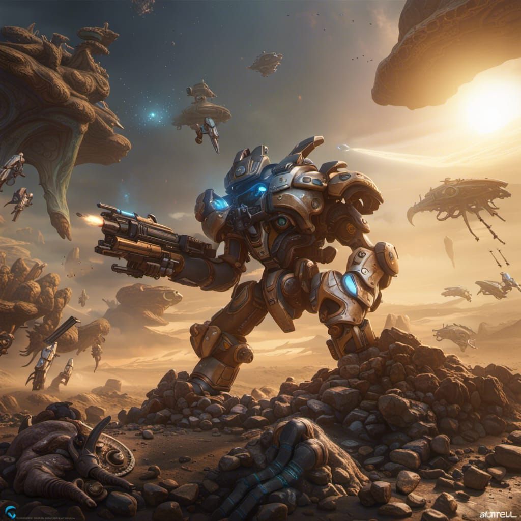 Ultra Realistic StarCraft Marine in Detailed Matte Painting