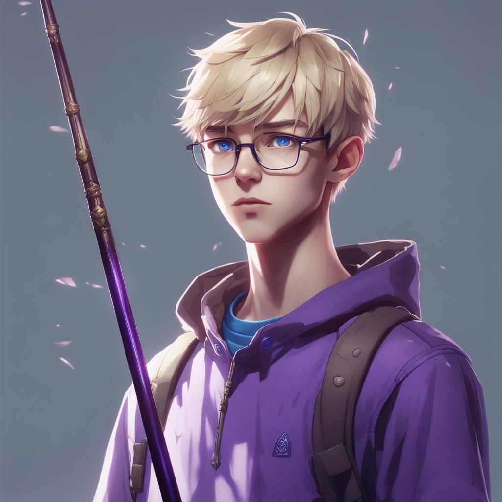 Anime Style Teenager With Spear in 3D Rendering