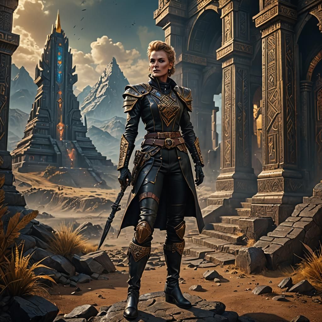 Brigitte Helm Confronts Anunnaki: Detailed Matte Painting