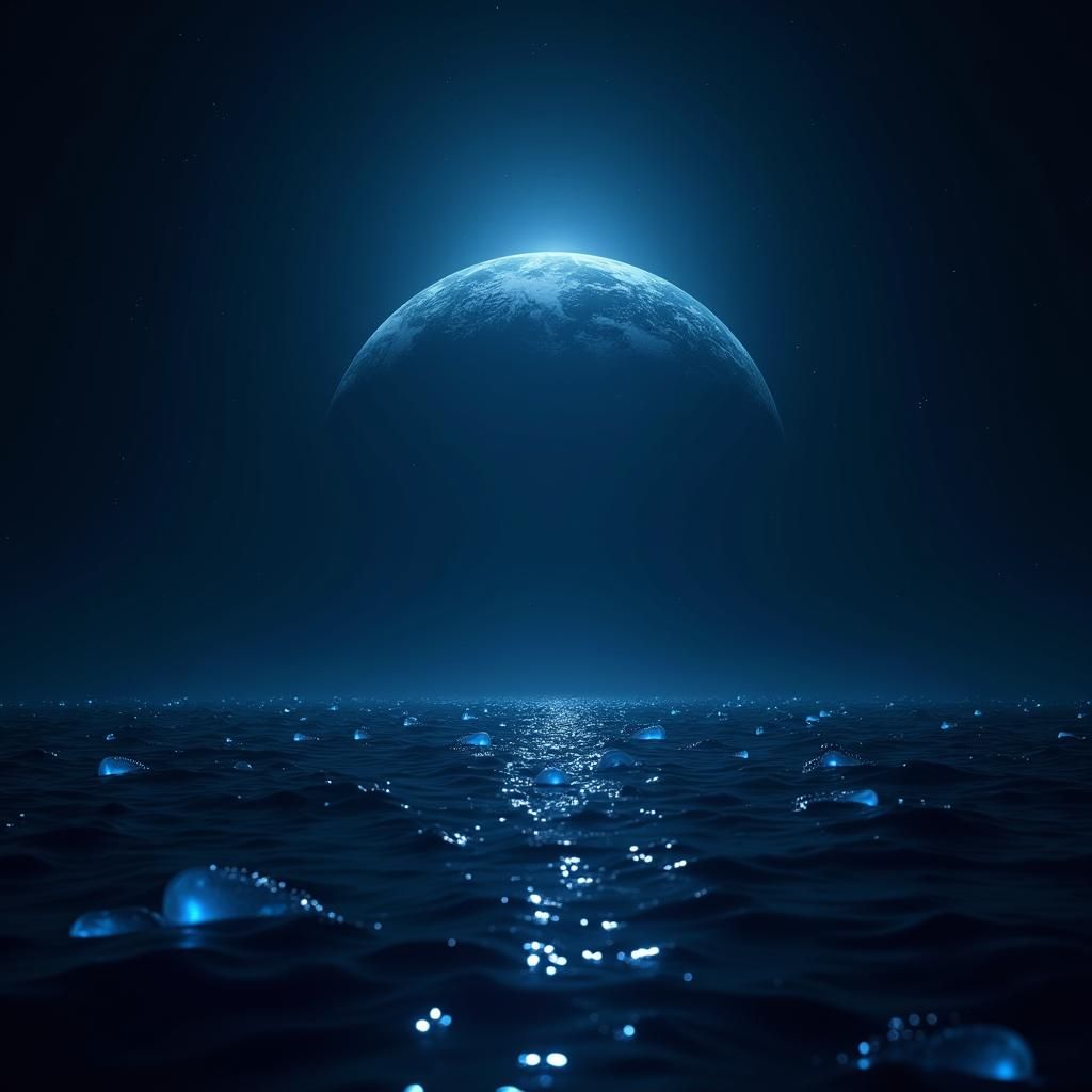 Earth Emerges from Bioluminescent Ocean Depths