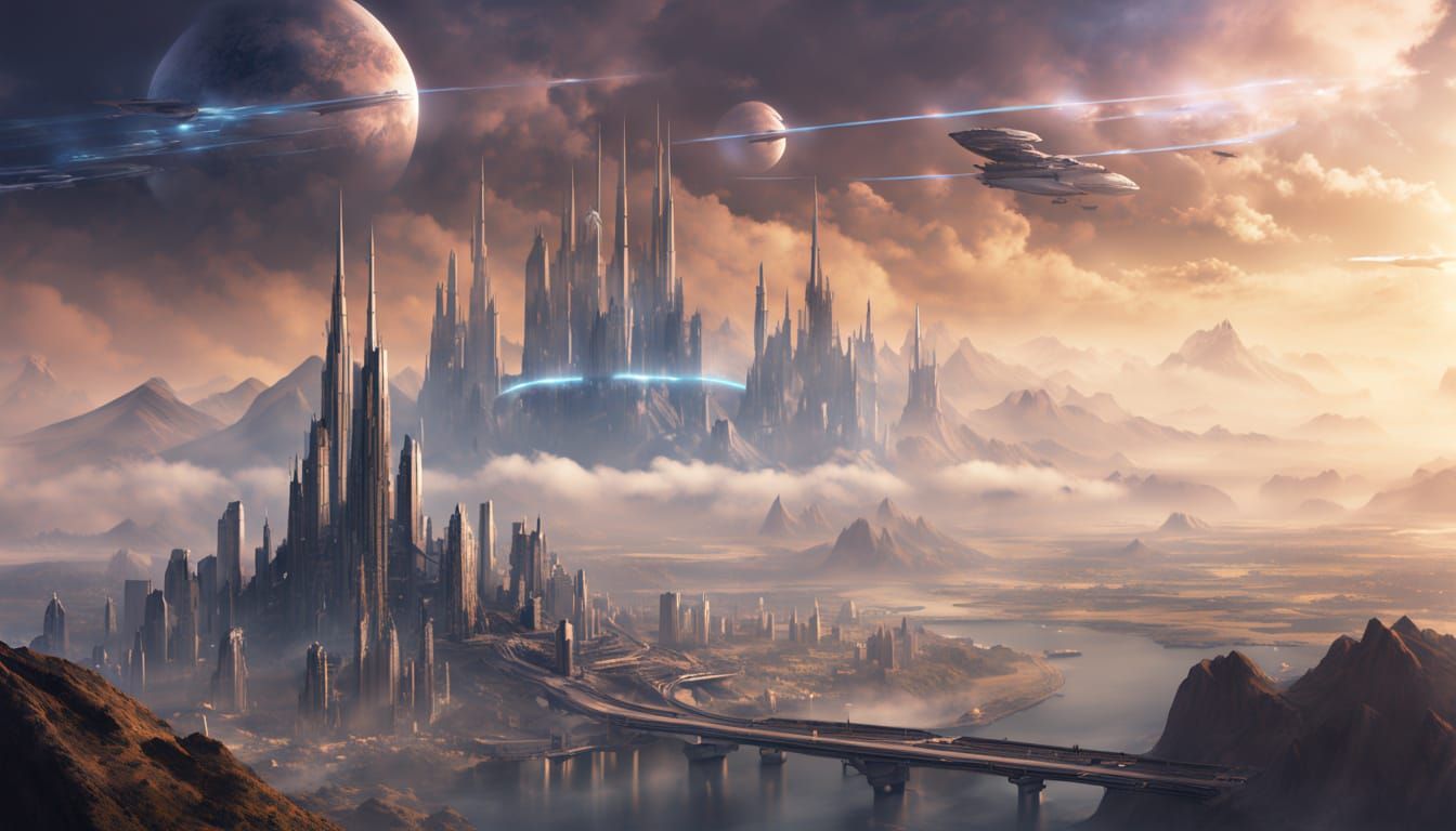 Futuristic Cityscape of a Distant World