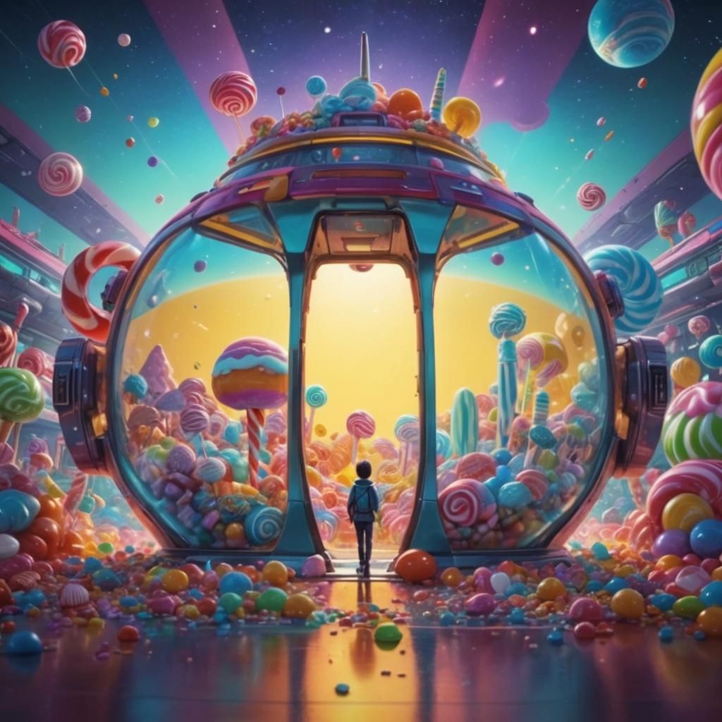 Sci-Fi Movie Scene in Candy Art Style