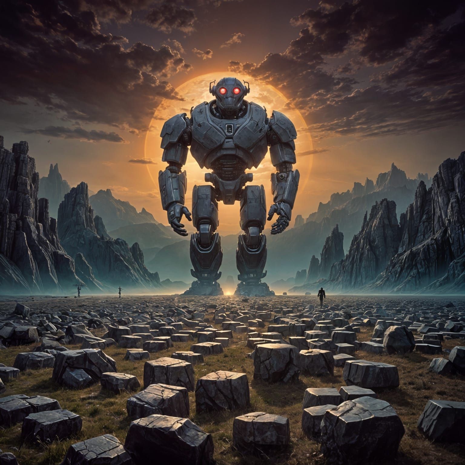 Golem Guardian: Epic Dark Fantasy Concept Art