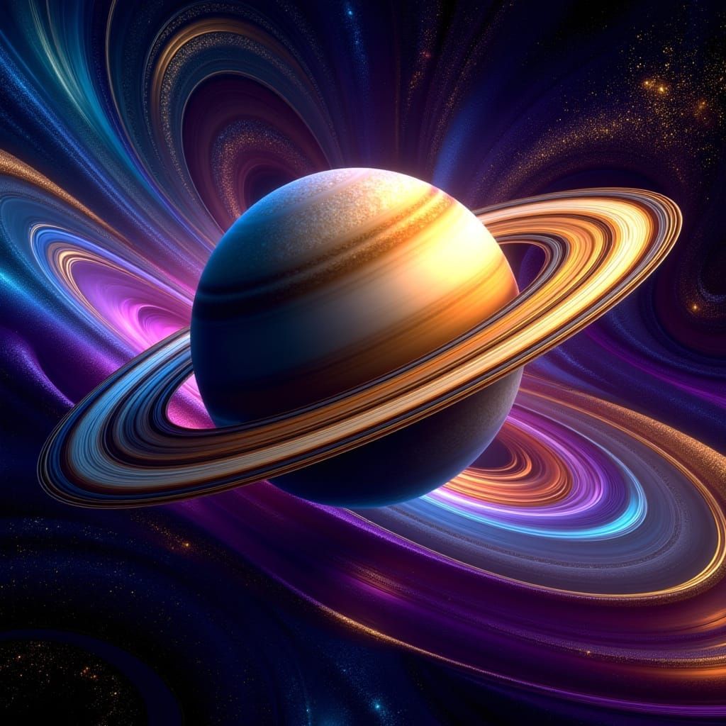 Saturn Enhanced with Fiber Optic Textures