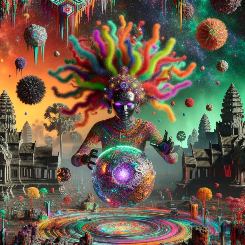 Surreal Psychedelic Scene with Alien Fairy Witch in Vibrant ...