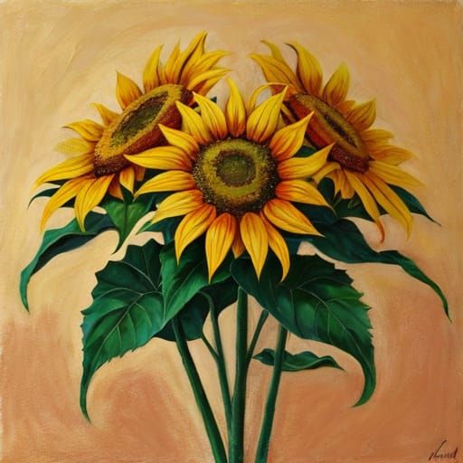 Vibrant Impasto Sunflower Painting