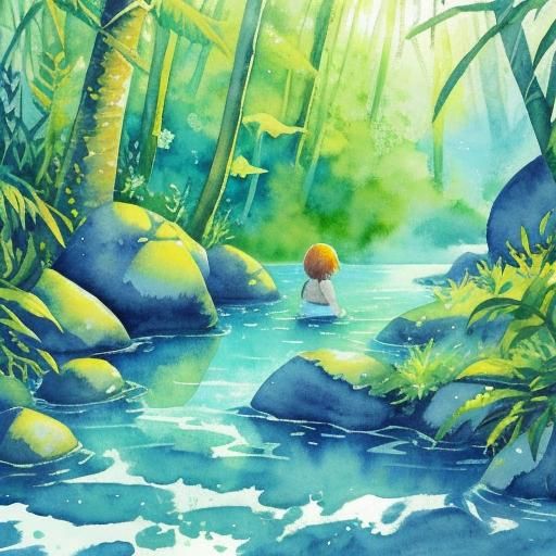 Watercolour Woman Alone in Nature