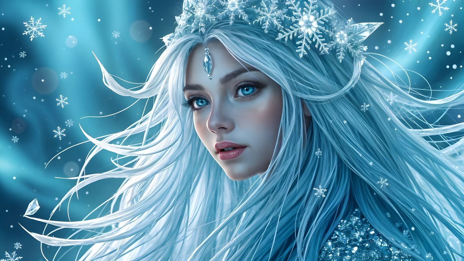 Ice Goddess of Winter's Grace: A Digital Masterpiece