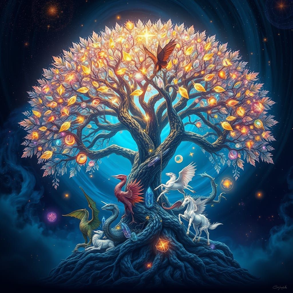 Tree of Life: Celestial Realms Unite in Harmony