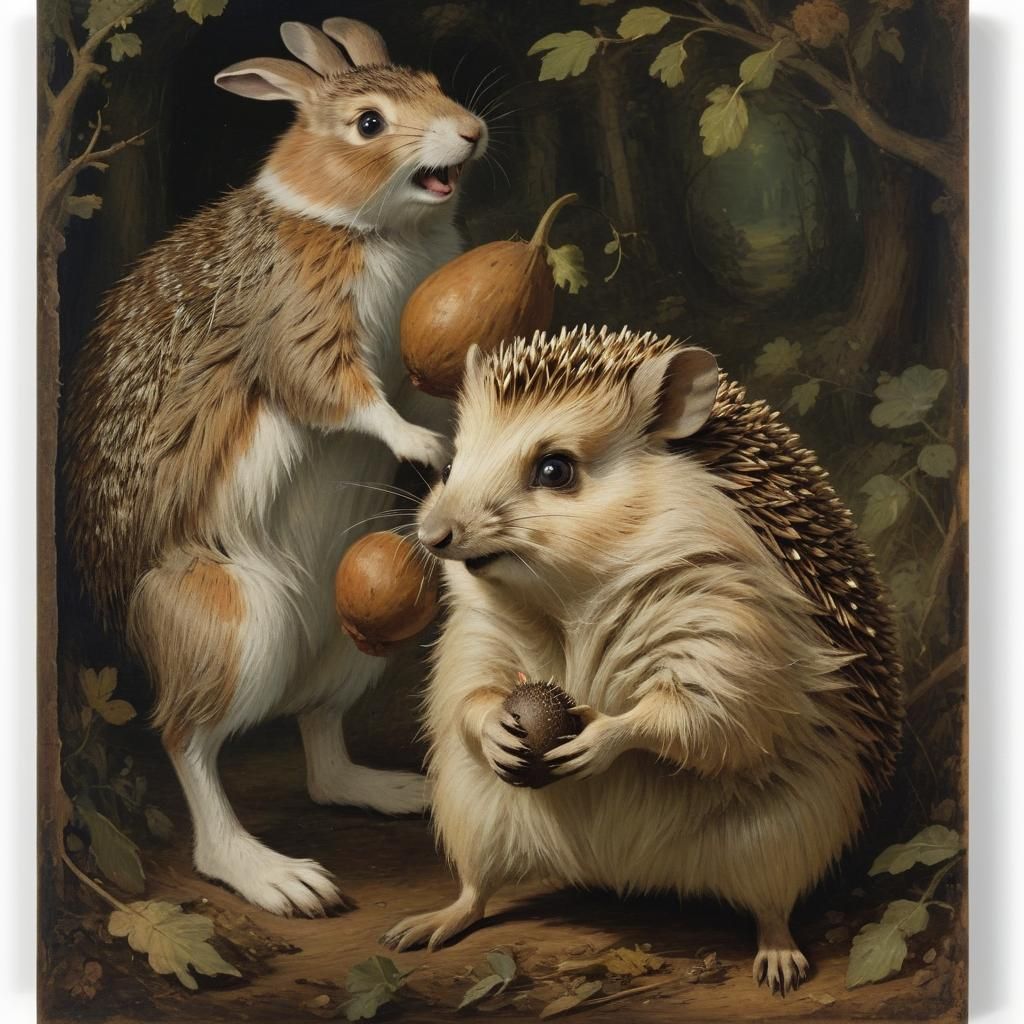 Rabbit and Hedgehog in Classical Portraiture