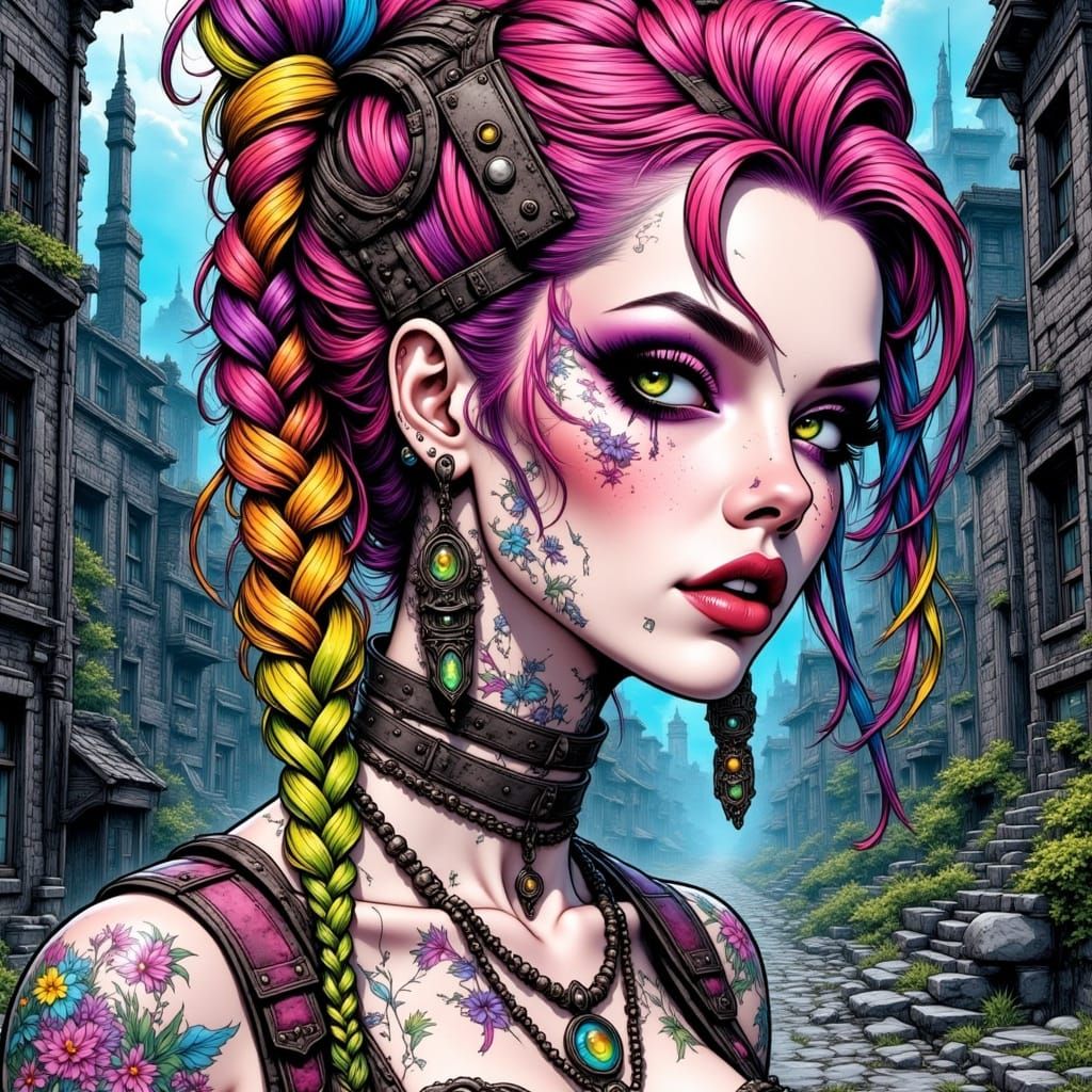 Steampunk Goddess Emerges from Surreal Wasteland