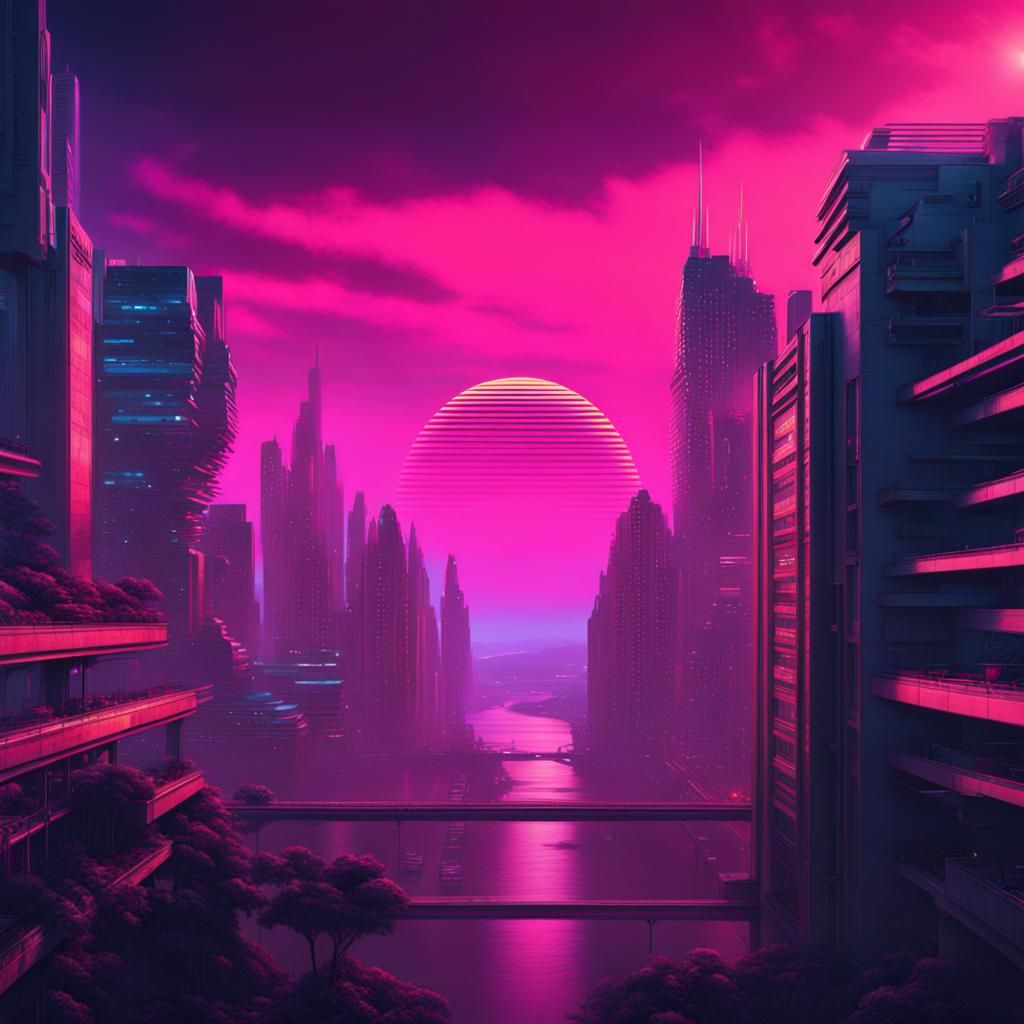 Epic Retrowave Digital Matte Painting