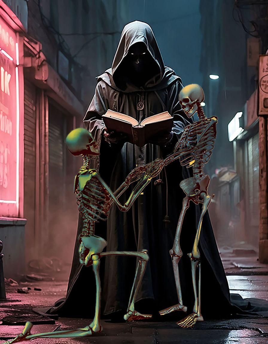 Minimalist Skeleton Against Dark Background