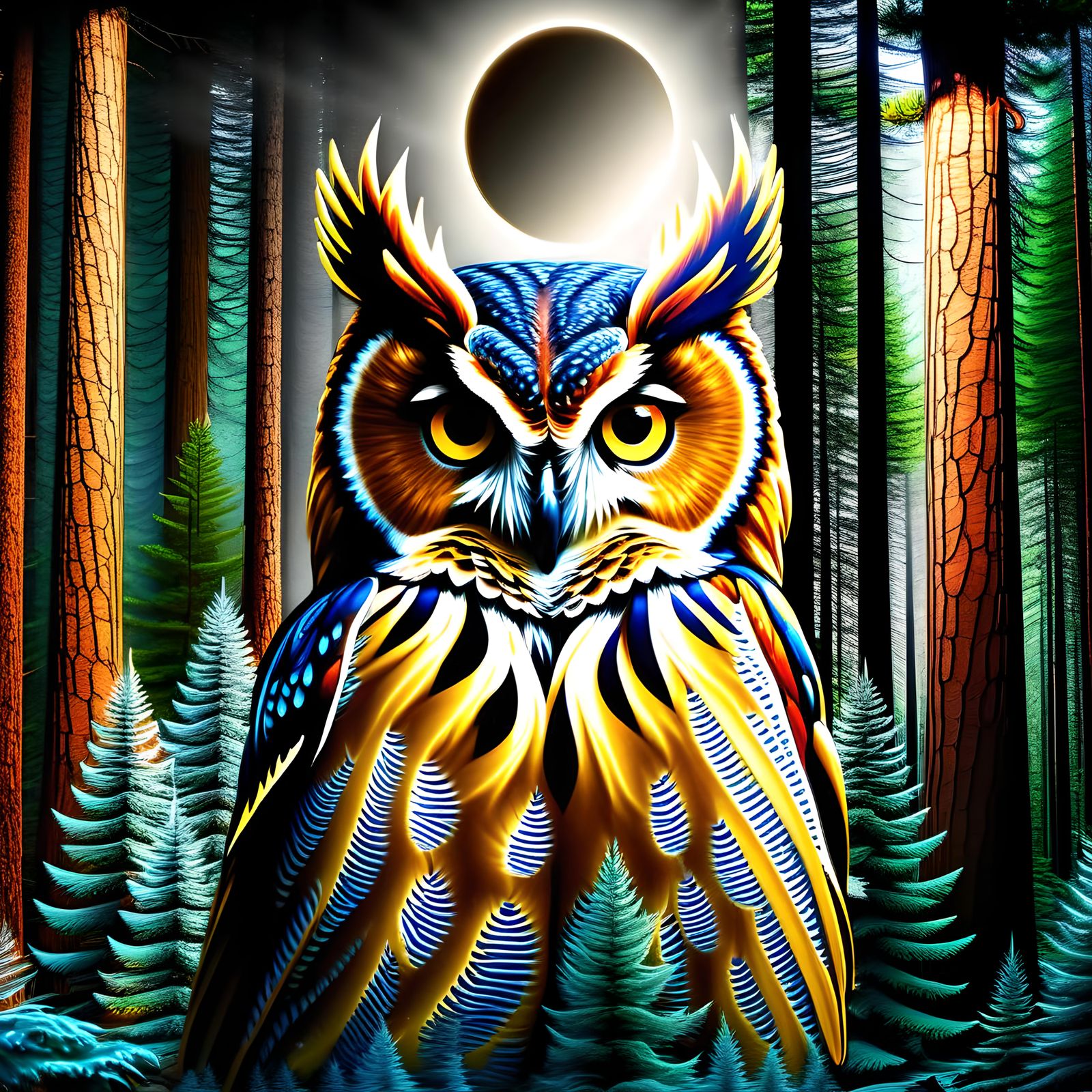 Mystical Forest with God Rays and Animal Illusions