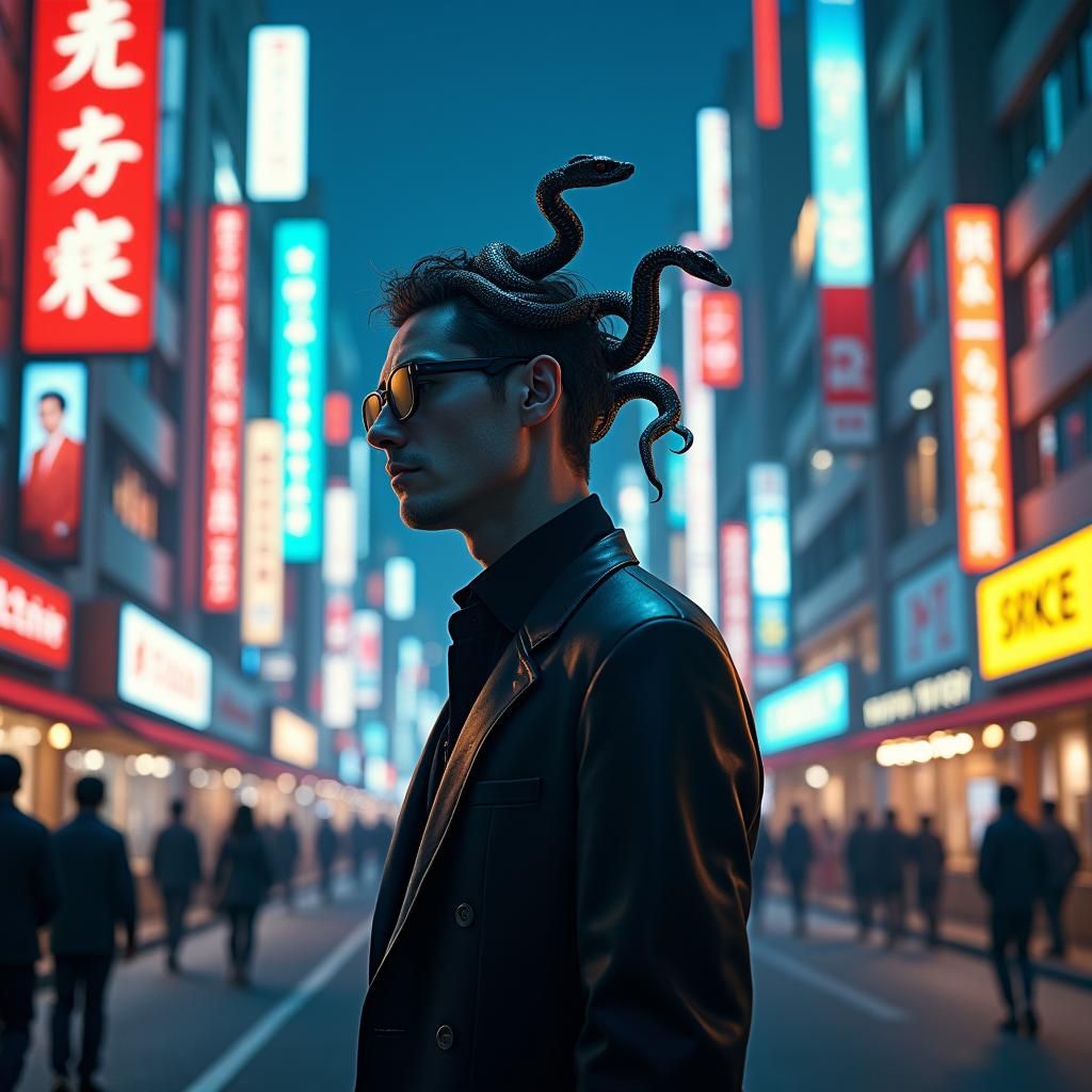 Mysterious Figure in Tokyo: a Sci-Fi Matte Painting