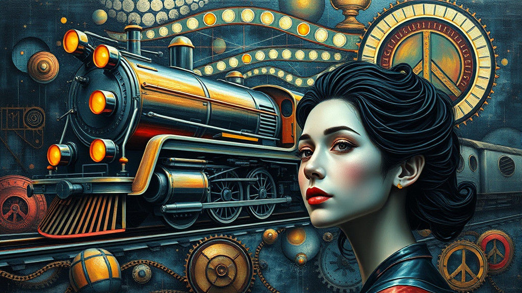 Ethereal Peace Train in Surreal Art Deco Style