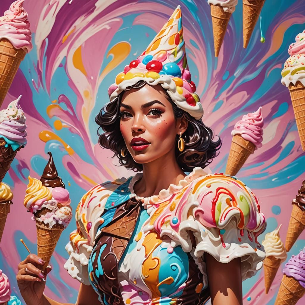 Ice Cream Costume Portrait in Oil Painting Style