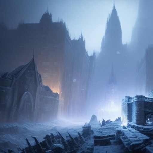 Icy Arctic Fortress: Dark Fantasy Concept Art
