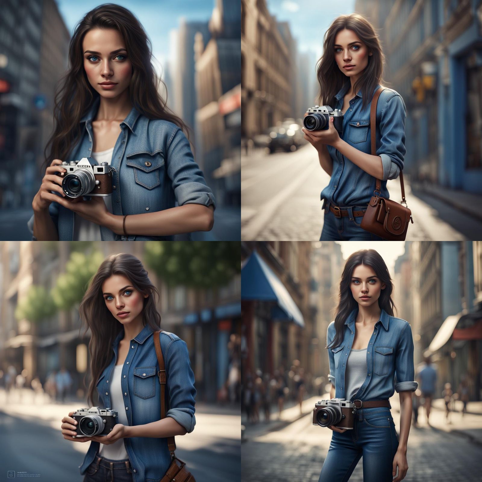 Young Woman with Leica Camera in Urban Setting
