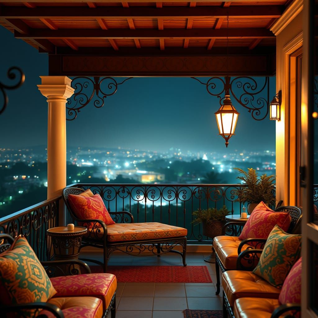 Serene Terrace with Wrought Iron in 3D Render