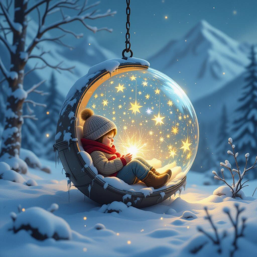 Dreamlike Orb in Nordic Landscape, Hyperdetailed Digital Art