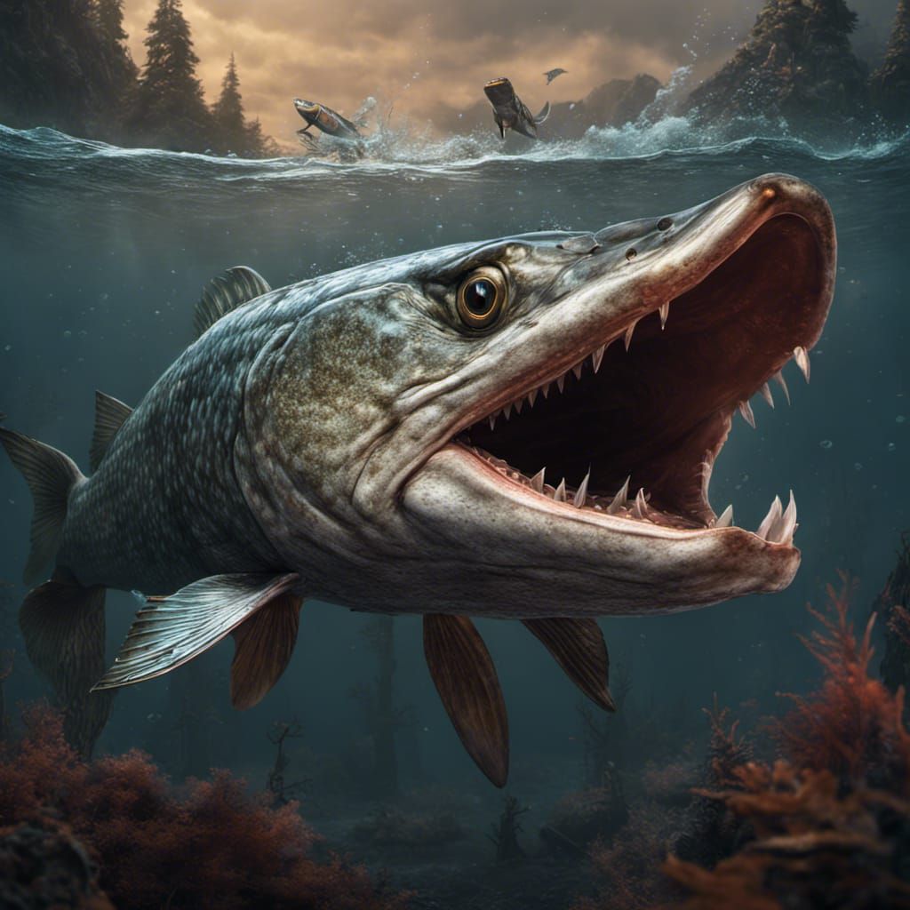 Giant Northern Pike Hunting in Deep Color