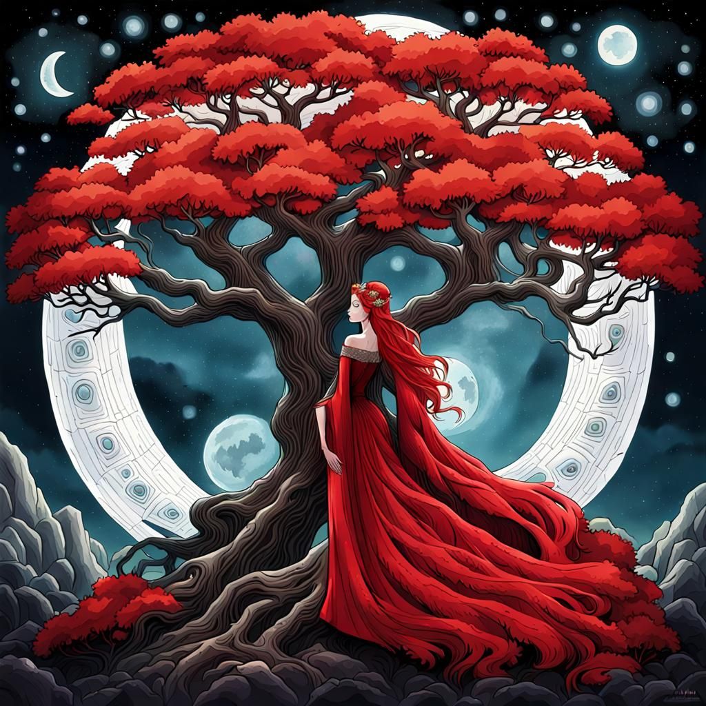 Crimson Queen Under Yggdrasil Tree: DreamWorks Animation Sty...