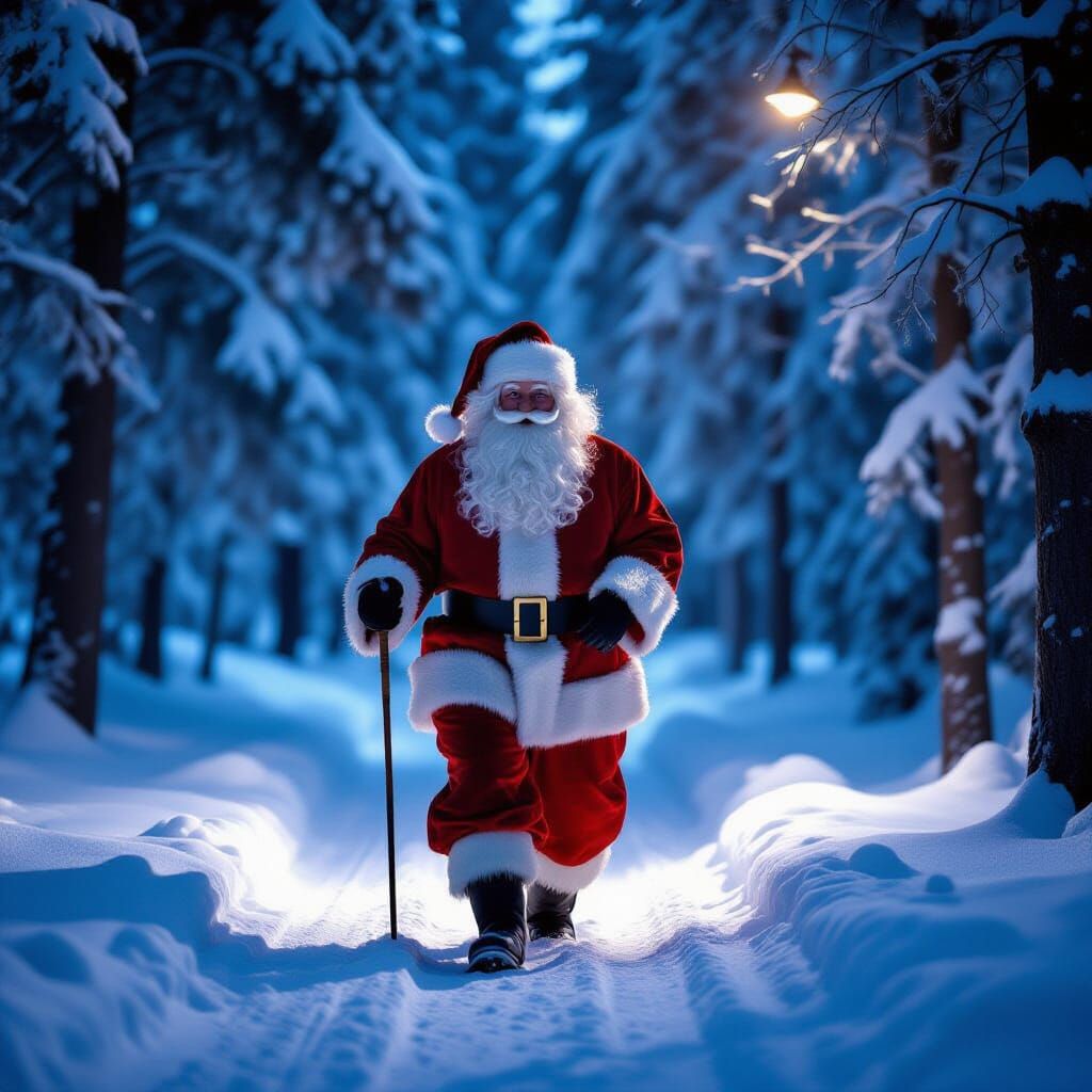 Santa Claus in Snowy Forest Cinematic Film