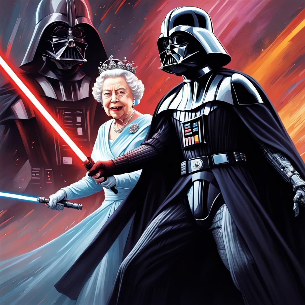 Queen Elizabeth vs Darth Vader Lightsaber Duel