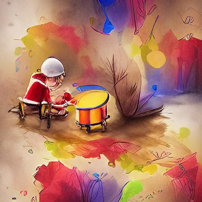 Little Drummer Boy in Colorful Storybook Style