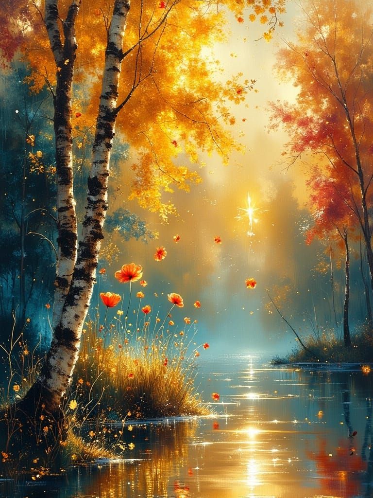 Rococo-Inspired Abstract Art with Ink Spills and Gold