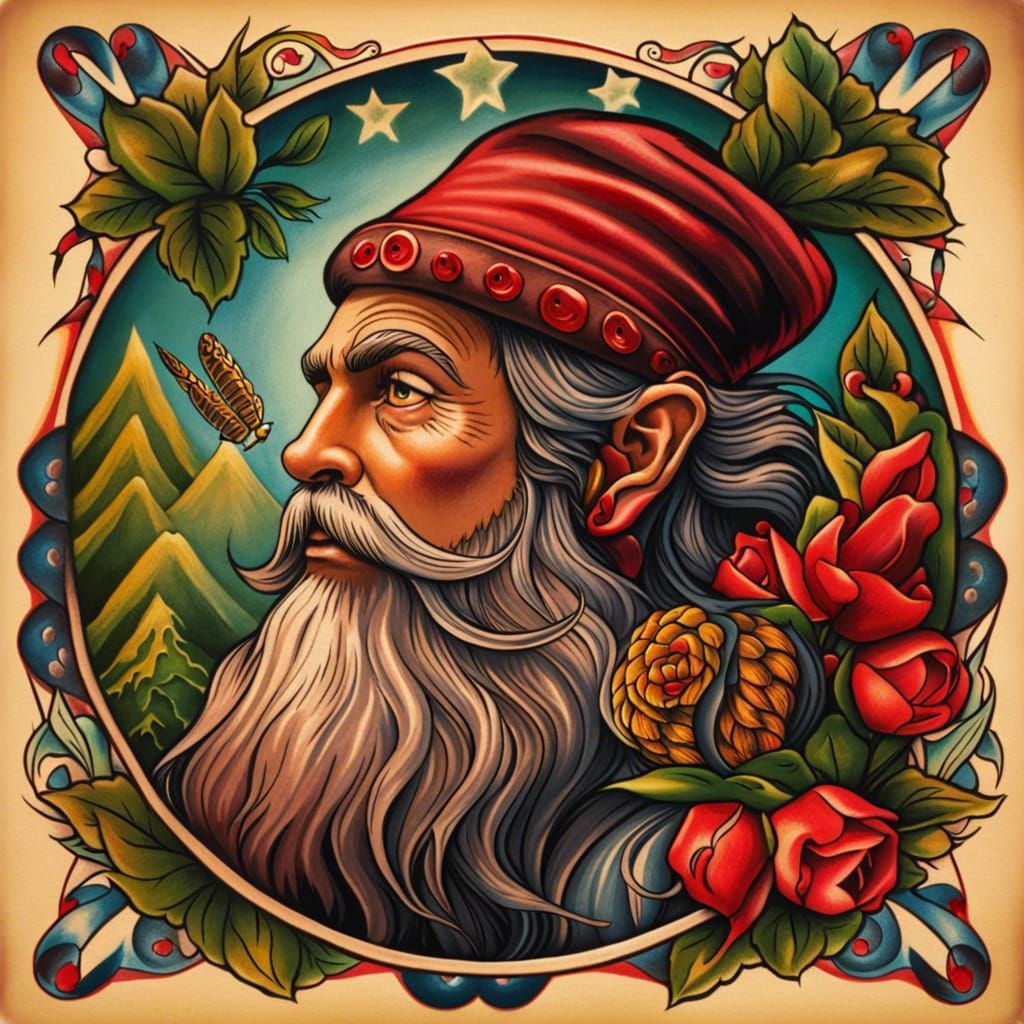 Tom Bombadil in American Traditional Tattoo Art