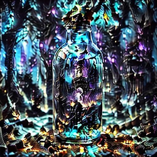 Ethereal Witch Stands at Dark Forest Altar Under Full Moon