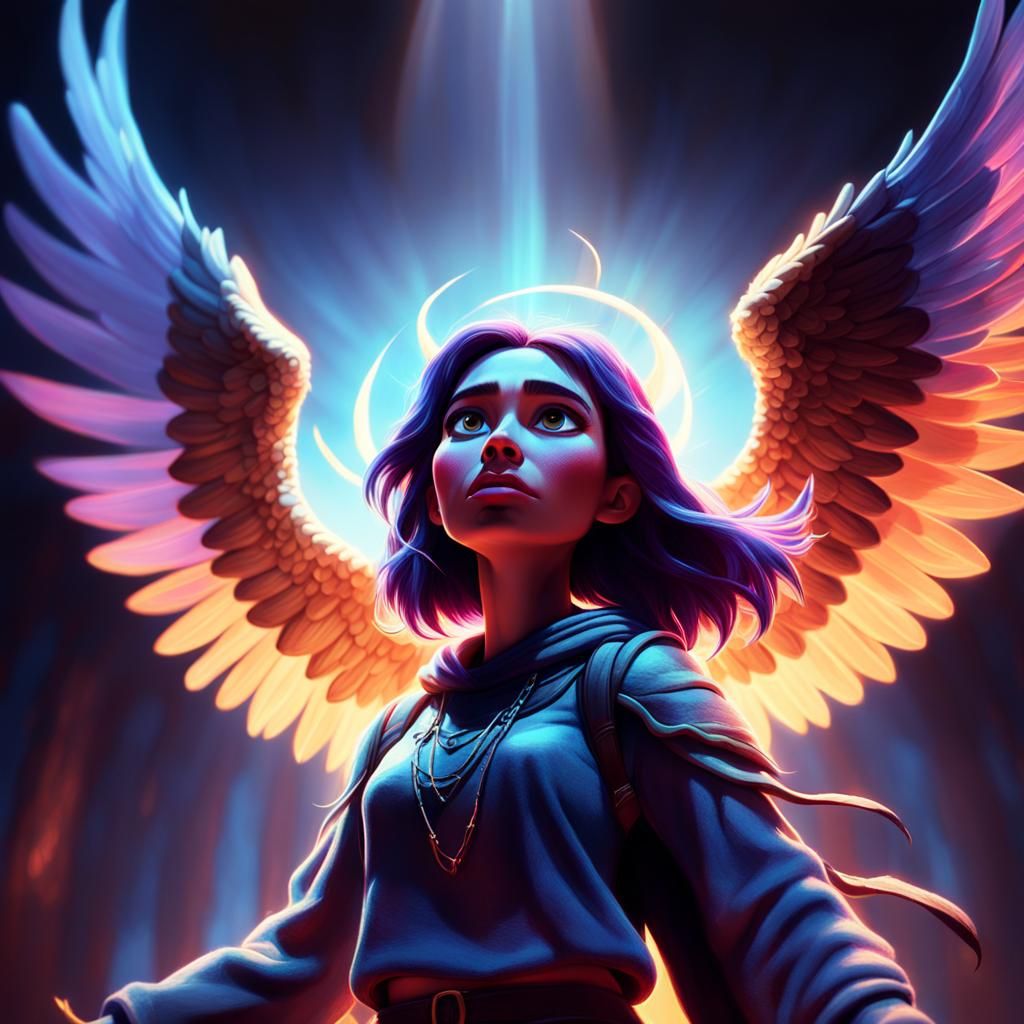 Woman's Spiritual Battle: Vibrant Pixar-Style Concept Art