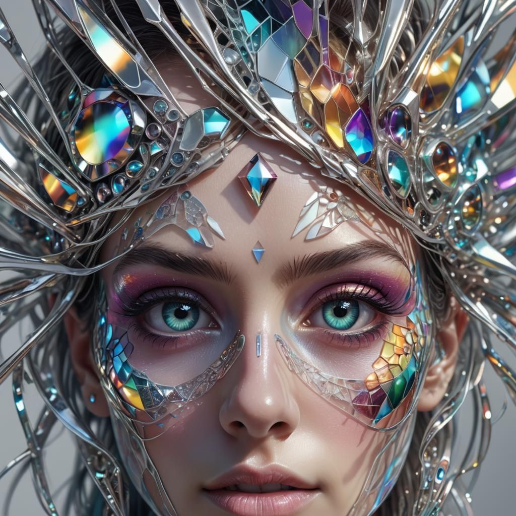 Hyperrealistic Geometric Woman: Multidimensional Digital Art