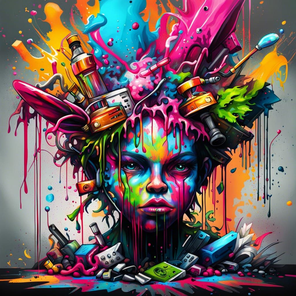 Colorful Graffiti Art with Polychromatic Details
