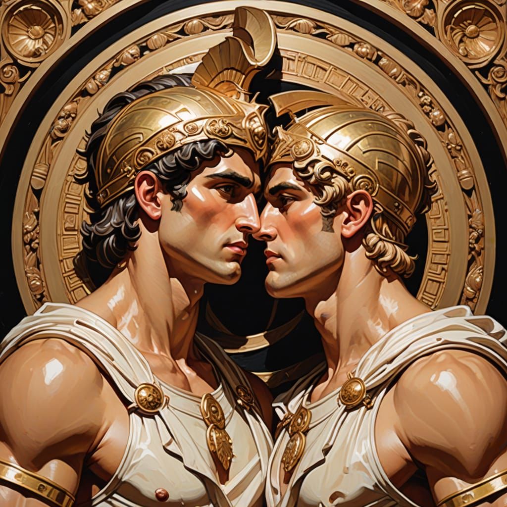 Achilles and Patroclus in J. C. Leyendecker Style