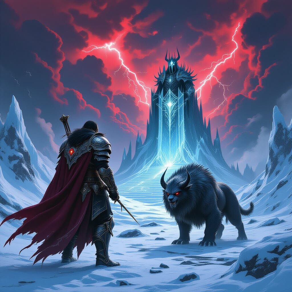 Hunter and Pet Face Lich King in Apocalyptic Battle